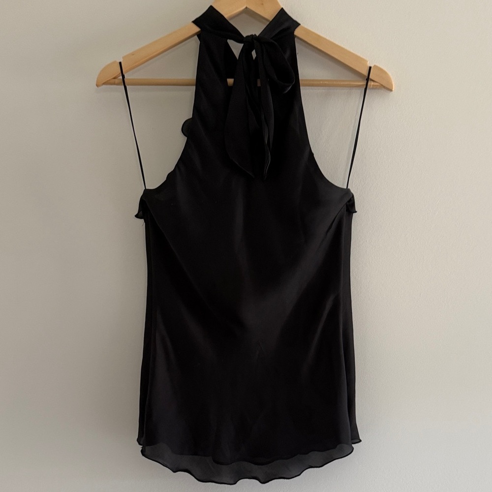 Express Black Ruffle Halter Top - Picture 2 of 2